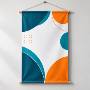 Banner em lona com bastão e corda