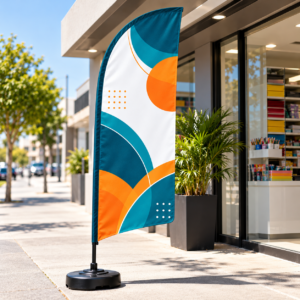 Wind banner na calçada
